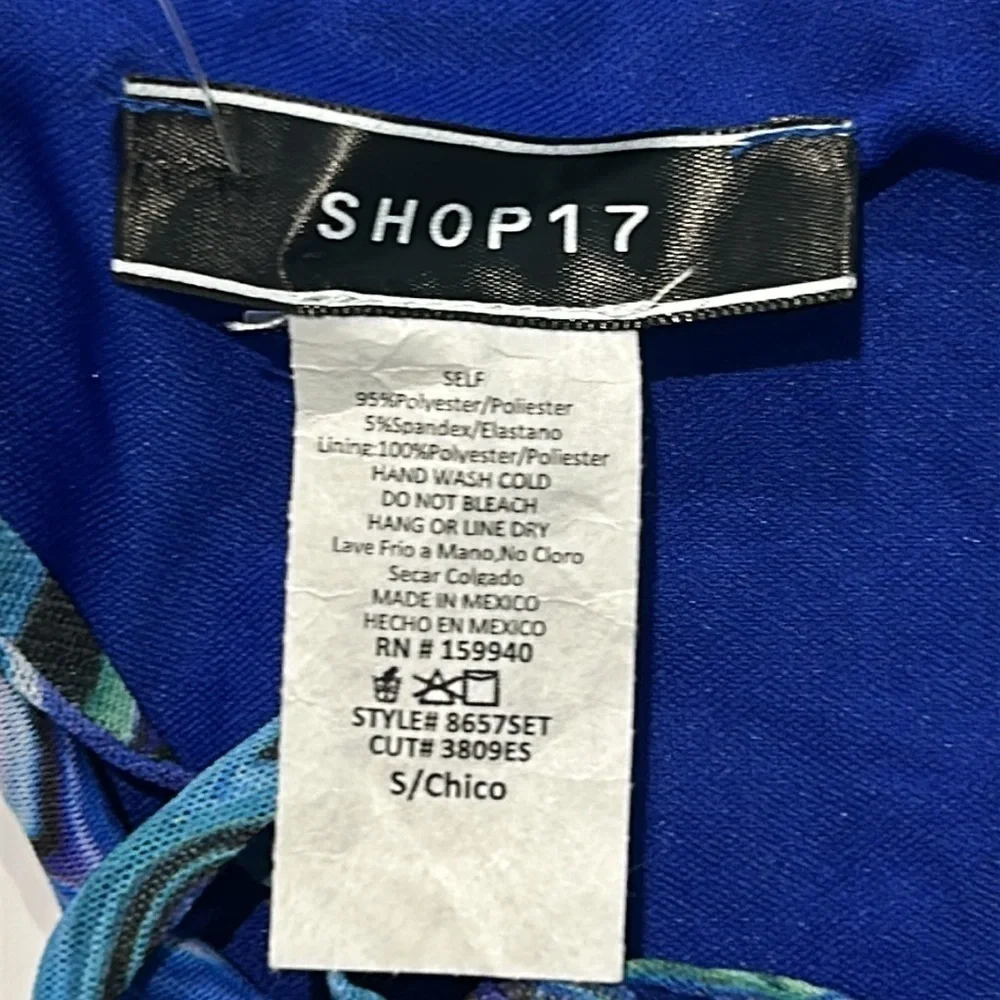 Shop17 color swirl bikini swim top size small blue